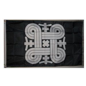 Hannunvaakuna white on black 3'x5' flag Banner finnic Mythology - Looped Square